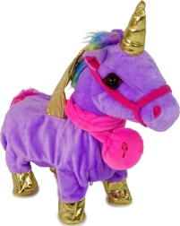 Unicornio de Peluche Interactivo Violeta con Alas Doradas