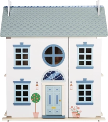 Casita de muñecas de madera con jardín y accesorios