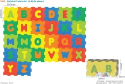 Puzzle de espuma del alfabeto para niños 10 m+, 26 piezas con letras extraíbles, espuma EVA, colores vivos