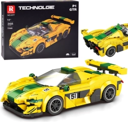 Set de construcción técnica coche deportivo amarillo‑verde de 368 piezas
