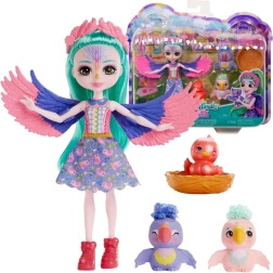 Enchantimals muñeca Filia Finch con familia de loros