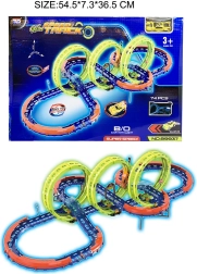 Pista de carreras luminosa para niños 3+ con 3 bucles de 360° y coche LED, 74 piezas