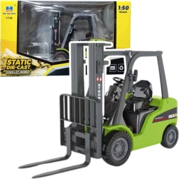 Carretilla elevadora Huina de metal con horquillas móviles verde 1:50