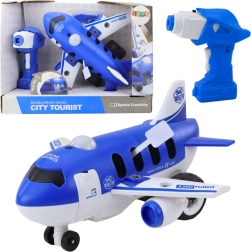 Kit de construcción de avión para atornillar con mando RC y destornillador eléctrico 2 en 1 – azul
