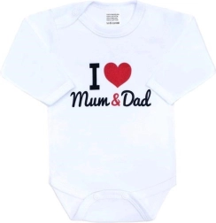 Body de algodón para bebé con manga larga I Love Mum and Dad, talla 56
