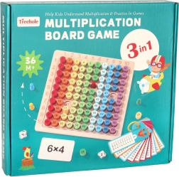 Tabla educativa de madera para aprender las tablas de multiplicar con clavijas de colores