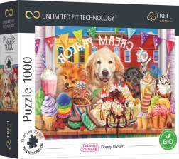 Puzzle Trefl UFT Cuteness Overload: perritos frente a una pastelería, 1000 piezas