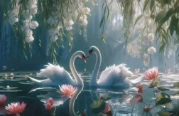Pintura de diamantes Cisnes 30 × 40 cm