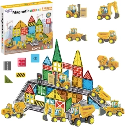 Set de construcción magnético Woopie con vehículos de construcción