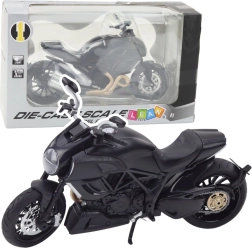 Motocicleta deportiva metálica 1:12 con luces y sonidos – negra con detalles dorados