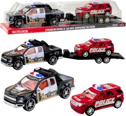 Vehículo todoterreno policial con remolque y coche patrulla – set de juguetes