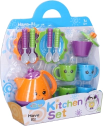 Juego de té colorido con caras para niños