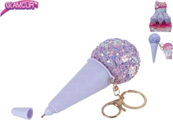 Glamour llavero de helado con bolígrafo morado