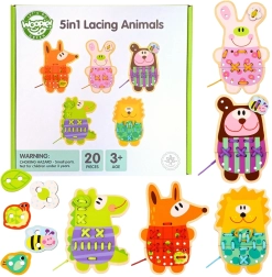 Woopie Green animales de madera para ensartar 5 en 1