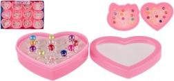 Anillos ajustables infantiles con perla, 12 uds en caja