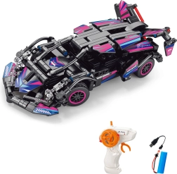 Set de construcción de coche RC rosa con control remoto 19 cm – 323 piezas