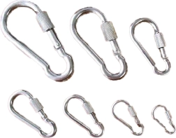 Mosquetón de acero con tuerca de seguridad 100 mm, galvanizado, 350 kg (5 uds.)
