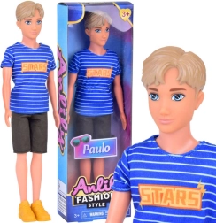 Muñeco Anlily Paulo con camiseta a rayas y pantalones cortos