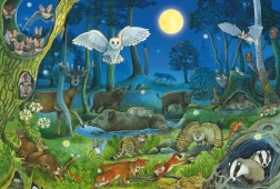 Puzzle Animales del bosque por la noche 100 piezas
