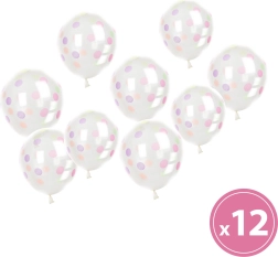 Set de globos transparentes con lunares de colores – 12 unidades
