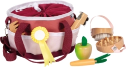Set de cuidado para caballo con bolsa roja