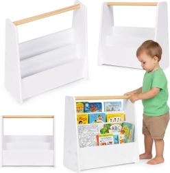 Biblioteca infantil Montessori ECOTOYS blanca, expositor de libros de 3 niveles