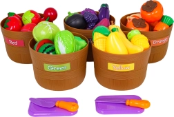 Juego de frutas y verduras de colores 34 piezas con accesorios para niños