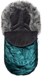 Saco de invierno de lujo New Baby con ribete de piel verde
