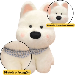 Perrito de peluche blanco con pañuelo azul 33 cm