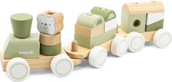 Tren de madera Polar B con vagones y bloques