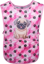 Delantal infantil huellas con pug: lavable y práctico