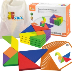 Tangram de madera VIGA con tarjetas – rompecabezas educativo de madera FSC
