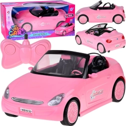 Cabriolet RC rosa para muñecas con luces LED y mando