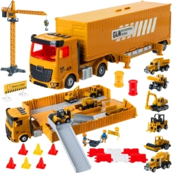 Camión de construcción con grúa y accesorios – gran set TIR para niños