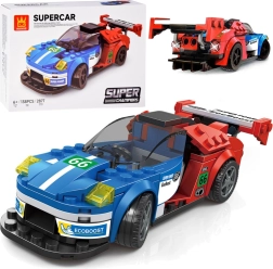 Kit de construcción técnico coche deportivo azul‑rojo 138 piezas