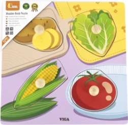 Puzzle de madera Viga con pomos – verduras