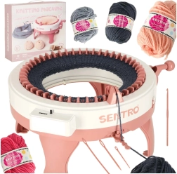 Máquina de tejer circular de 48 agujas con hilo – set para niños y principiantes