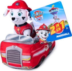 peluche Paw Patrol Marshall 2 en 1 con coche de bomberos, 22 cm