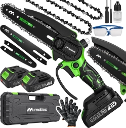 Motosierra de batería MalTec MasterCut 800 W, espadas de 4" y 6" - 1 pieza