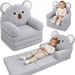 Sillón infantil plegable 2 en 1 Koala, gris
