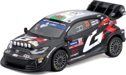 Modelo metálico Bburago 1:43 Toyota GR Yaris Rally1 Hybrid número 33 Evans en caja de regalo