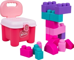 Set de bloques de construcción blandos con asiento de almacenamiento rosa