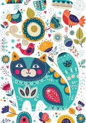 Puzzle de gato y pájaros de 1000 piezas