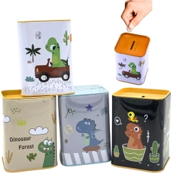 Hucha metálica con dinosaurio para coche 11 × 8 cm