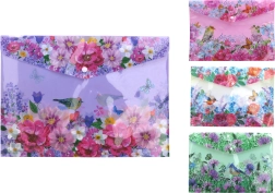 Carpeta con cierre a presión 35 × 25 cm – flores