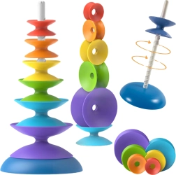 Torre en espiral de colores WOOPIE – juguete educativo apilable para niños 10m+