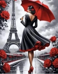 Pintura de diamantes Mujer en París 30 × 40 cm