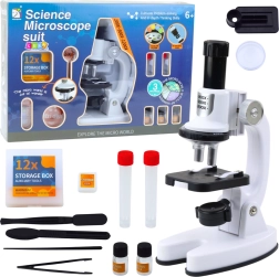 Microscopio educativo LED con aumento de 1200x con set científico