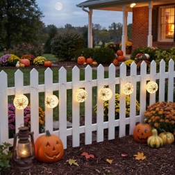 Cadena de luces de Halloween con farolillos de telaraña