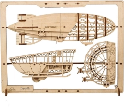 Puzle 3D Ugears Zeppelin 2,5D – modelo mecánico de madera, 49 piezas